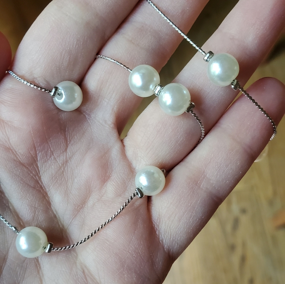 NWOT Dainty Silver Pearl Necklace for Repair - Picture 6 of 6